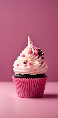 粉色纸杯奶油蛋糕写真图片