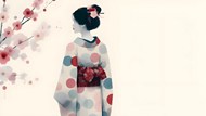 日本和服美女背影插画设计高清图片
