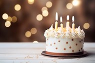 白色奶油裱花生日蜡烛蛋糕精美图片