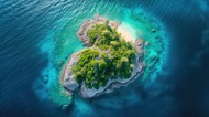 唯美蓝色大海海岛鸟瞰图风光写真高清图片
