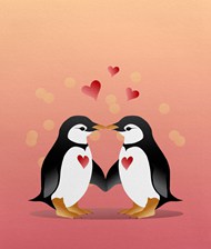 情人节可爱卡通企鹅插画设计高清图片