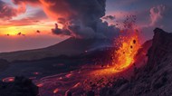 火山熔岩喷发地质山脉风光写真图片