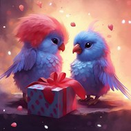 情人节浪漫爱情鸟礼物插画设计图片下载