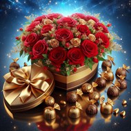 情人节红色玫瑰花巧克力写真精美图片