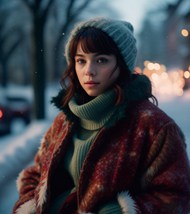 冬季氛围感户外俄罗斯美女高清图片