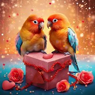 浪漫情人节鹦鹉礼盒玫瑰写真图片