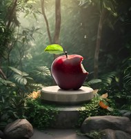 迷雾森林红色苹果写真高清图片