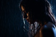 欧美美女黑色雨夜伤感淋雨图片下载