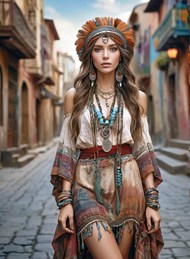 时尚部落民族服饰美女摄影图片