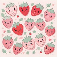 可爱卡通草莓背景写真高清图片