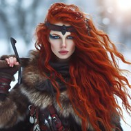 欧美冬季雪地狂野皮草猎人美女摄影高清图片