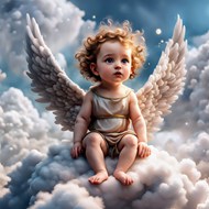 坐在云层上的可爱天使宝宝高清图片
