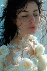 欧美美丽迷人蕾丝花卉造型美女人体写真图片下载