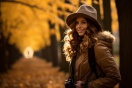 秋季树林采风写真师美女图片大全
