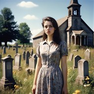 一个人孤单站在墓地的美女图片大全