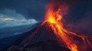 火焰喷发的火山写真图片