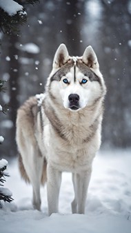 冬季雪地西伯利亚雪橇犬写真图片下载