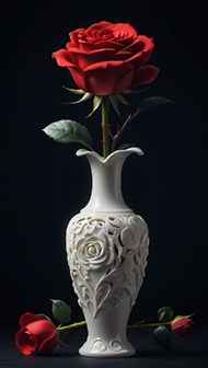 白色瓷器花瓶玫瑰插花图片下载