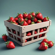 一筐子新鲜红色草莓图片下载