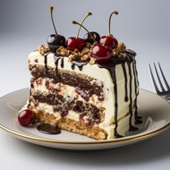 巧克力奶油樱桃蛋糕写真精美图片