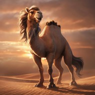 黄昏沙漠野生骆驼精美图片