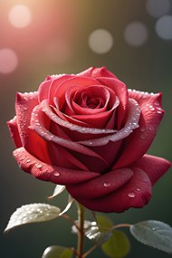雨后阳光露珠红色玫瑰花图片大全