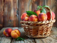 一篮子新鲜水蜜桃写真精美图片