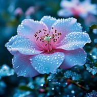 雨后唯美粉色花朵盛开写真图片大全