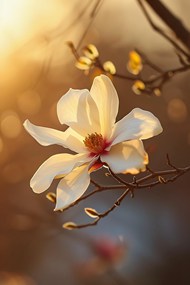 日暮黄昏白色玉兰花写真高清图片