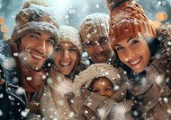 冬季雪天温馨一家人合影图片大全