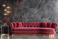 欧式红色绒布长沙发写真高清图片