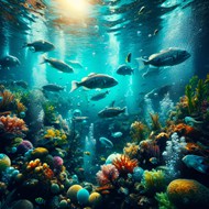 唯美蓝色深海海底世界鱼群写真图片大全
