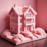 粉色3D小洋房别墅模型精美图片