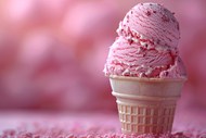 粉色草莓味冰激凌写真精美图片