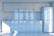 白色厨房橱柜冰箱写真图片