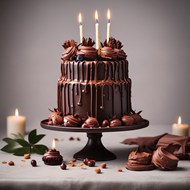 双层巧克力奶油生日蜡烛蛋糕图片大全