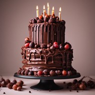 双层巧克力生日蜡烛蛋糕图片下载