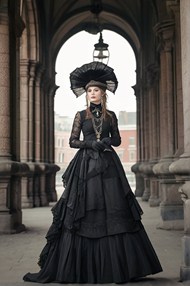 欧美黑色系列公主裙美女摄影高清图片