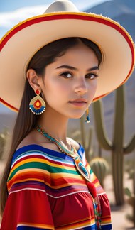 墨西哥戴帽美女写真图片