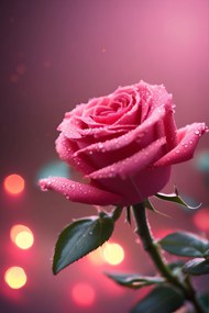 唯美雨后盛开的粉色玫瑰花图片下载