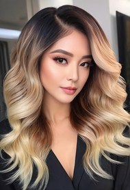 亚洲美女时尚染发卷发发型精美图片