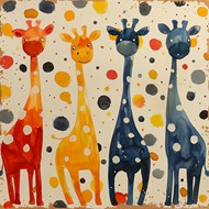 彩色长颈鹿绘画作品设计图片下载
