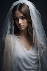欧美清冷风白色婚纱美女摄影高清图片
