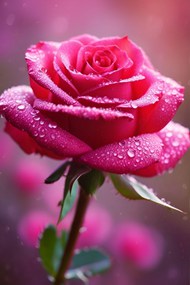 唯美雨后粉色玫瑰花写真高清图片