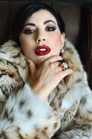 欧美冬季时尚红唇模特美女摄影高清图片