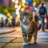 行走在街上的可爱萌猫图片下载