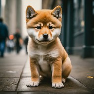 街头可爱日本柴犬写真高清图片