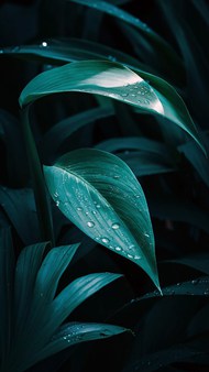 雨后绿色叶子水滴水珠写真精美图片