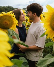 夏日向日葵花海情侣摄影写真高清图片