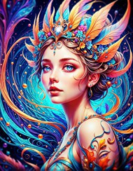 空灵梦幻空间女神卡通插画高清图片